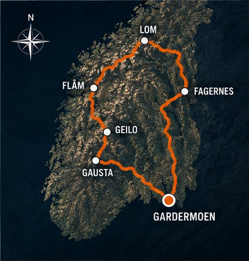 Route map of Norway Grand Scenic Loop