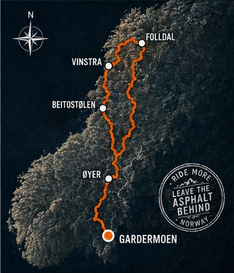Route map of Norway Gravel Five