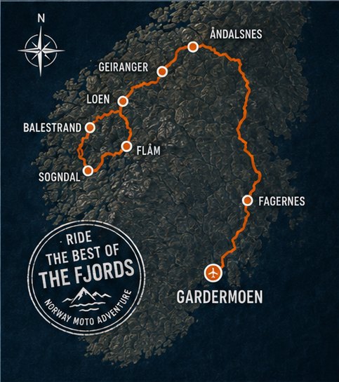 Route map of Norway Great Fjord Loop
