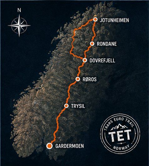 Route map of TET Norway Expedition 14