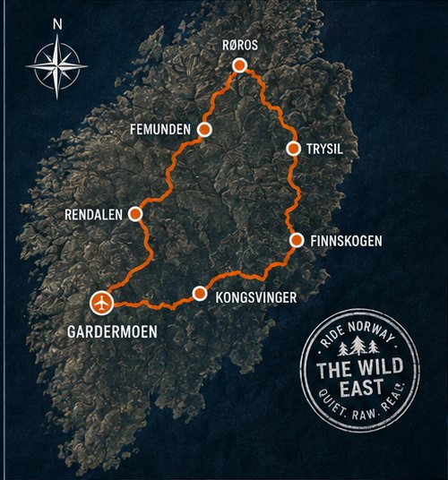 Route map of Norway Wild East Loop